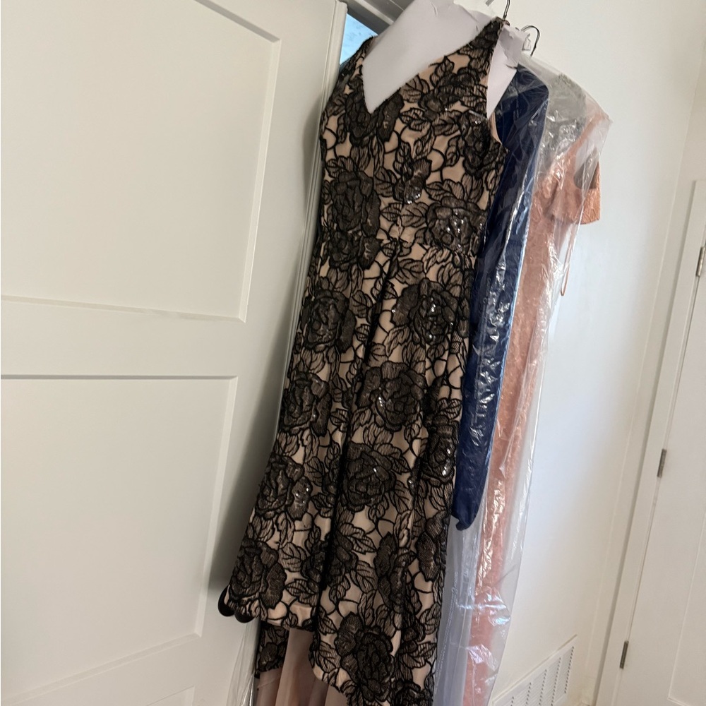 Calvin Klein Black and Cream High Low Dress